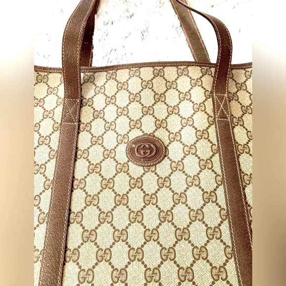 GUCCI GORGEOUS RARE GG LG TOTE BAG MADE IN ITALY EXCELLENT CONDITION ZIPPER TOP - Picture 4 of 10